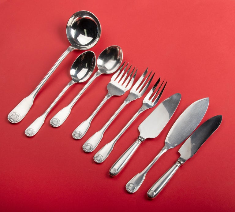 Lot de 11 grandes cuillères Christofle-Alfènide modèle Tosca Noir Argent - Vendu