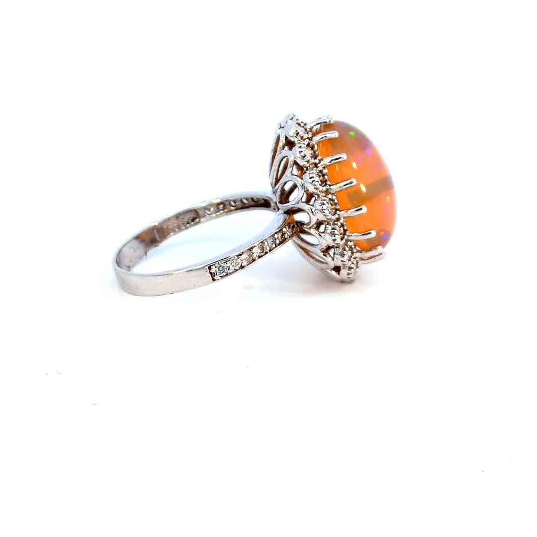 15.30 Carat Fire Opal Diamond Ring In New Condition In New York, NY