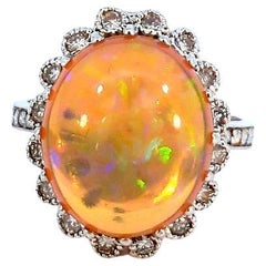 15.30 Carat Fire Opal Diamond Ring