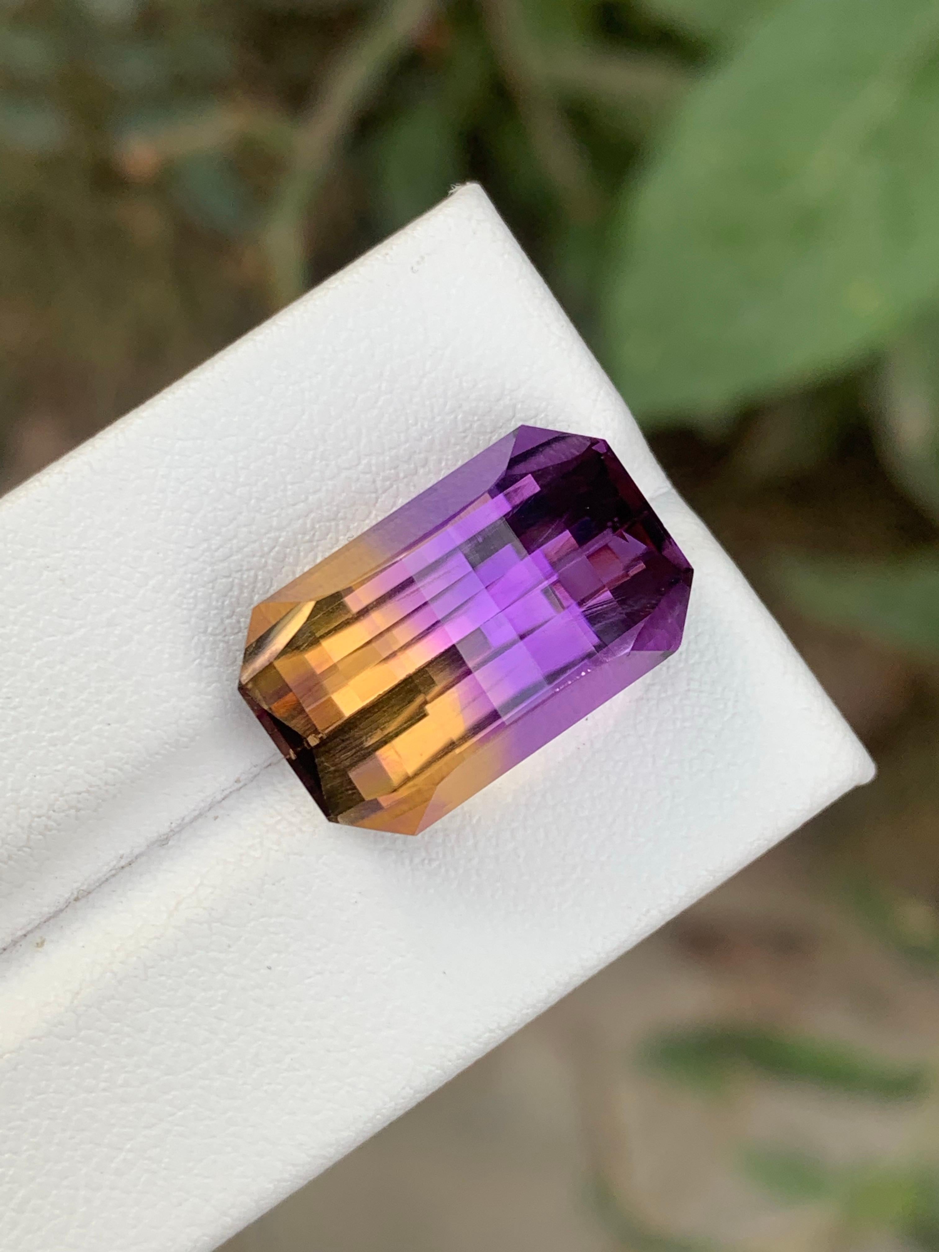 15.30 Carat Natural Loose Ametrine Pixel Cut Gemstone From Bolivia Corte esmeralda en venta