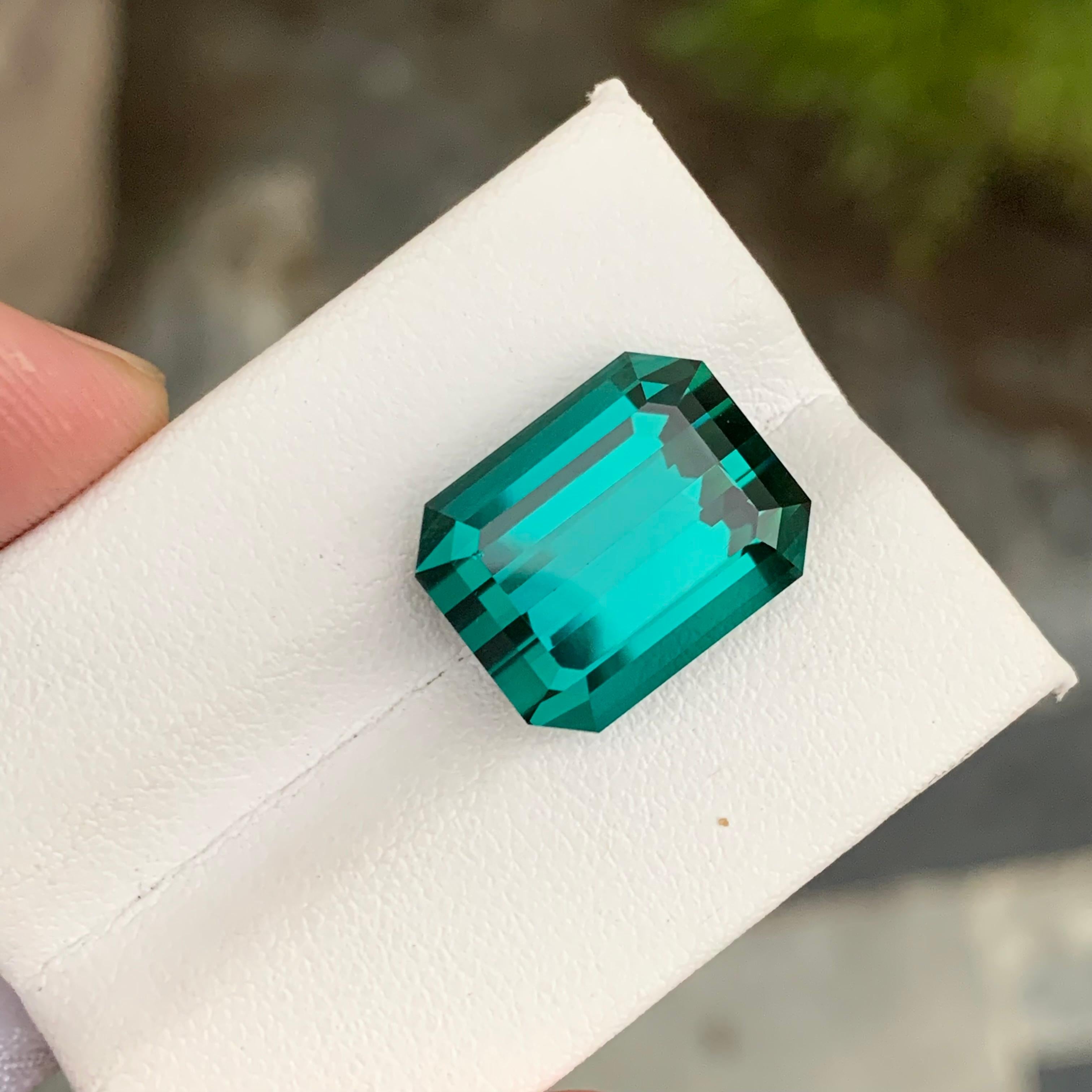 Emerald Cut 15.30 Carat Natural Loose Lagoon Tourmaline AAA Quality Gemstone from Kunar Mine For Sale