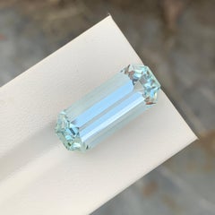 15.30 Natural Loose Aquamarine Long Emerald Shape Gem For Necklace Jewellery