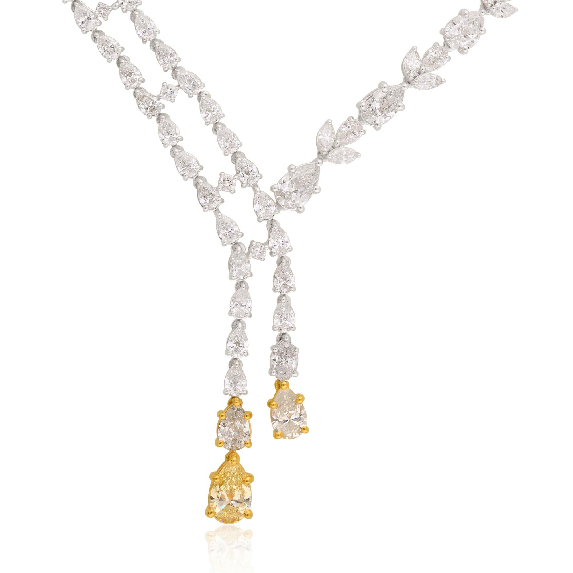 Taglio a goccia Collana Lariat con diamanti a pera da 15,32 carati in oro bianco da 18 carati Gioielli fatti a mano in vendita
