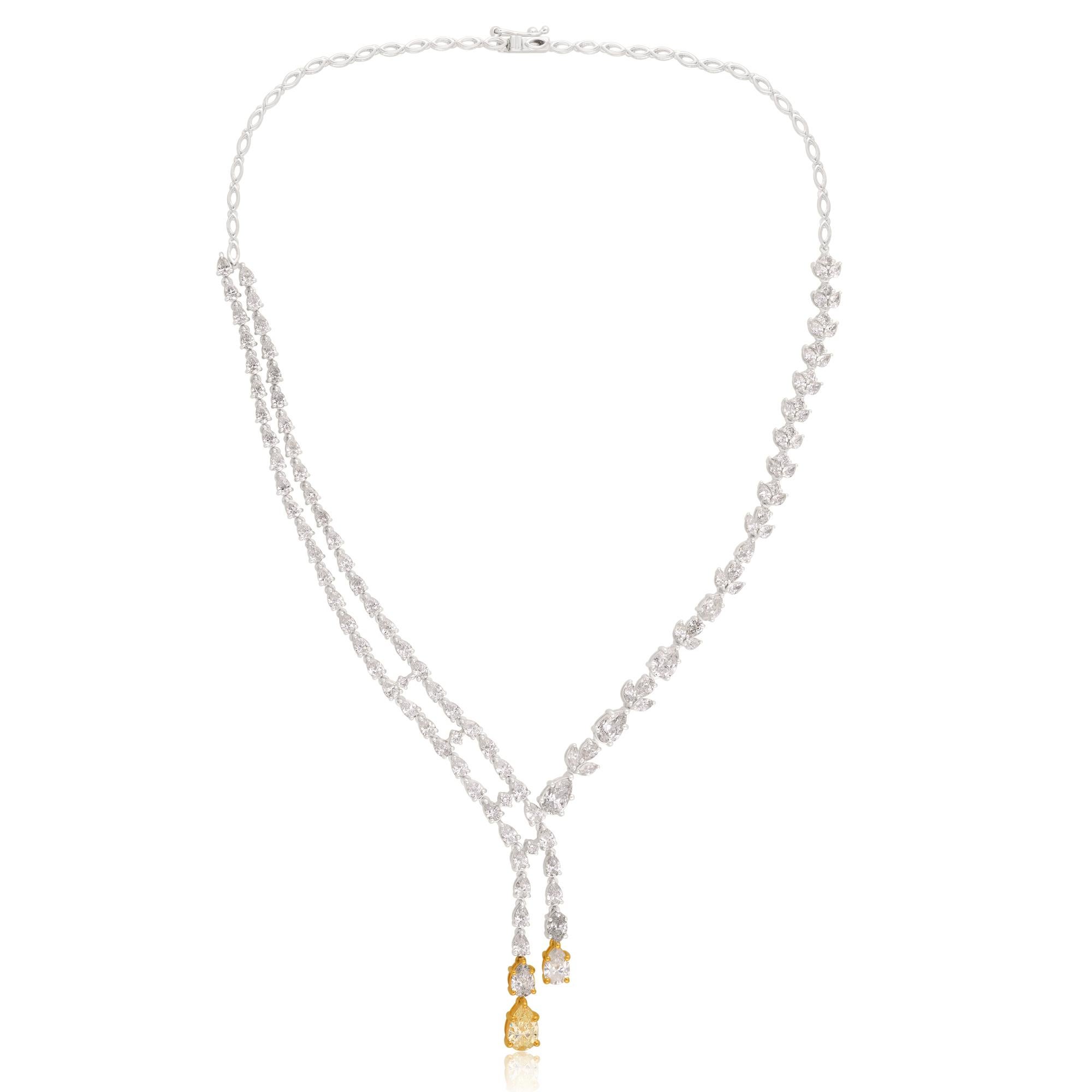 Donna Collana Lariat con diamanti a pera da 15,32 carati in oro bianco da 18 carati Gioielli fatti a mano in vendita
