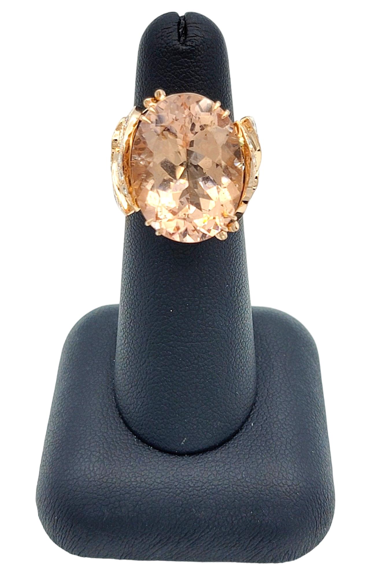 Anillo de cóctel de Morganita talla oval de 15,33 quilates con diamantes en oro rosa de 18 quilates en venta 5