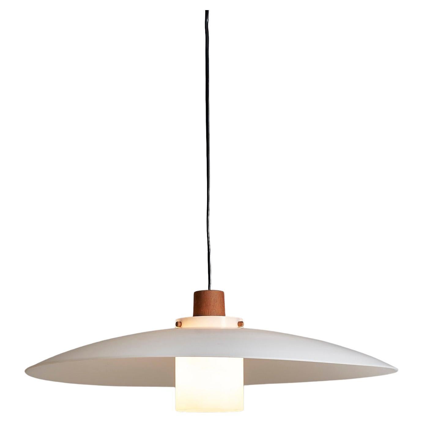 "1534" Natural Pendant by Luxus in Teak & plexiglass For Sale