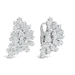 15.35 Carat Fancy Shape Diamond Cluster Clip-On Earrings