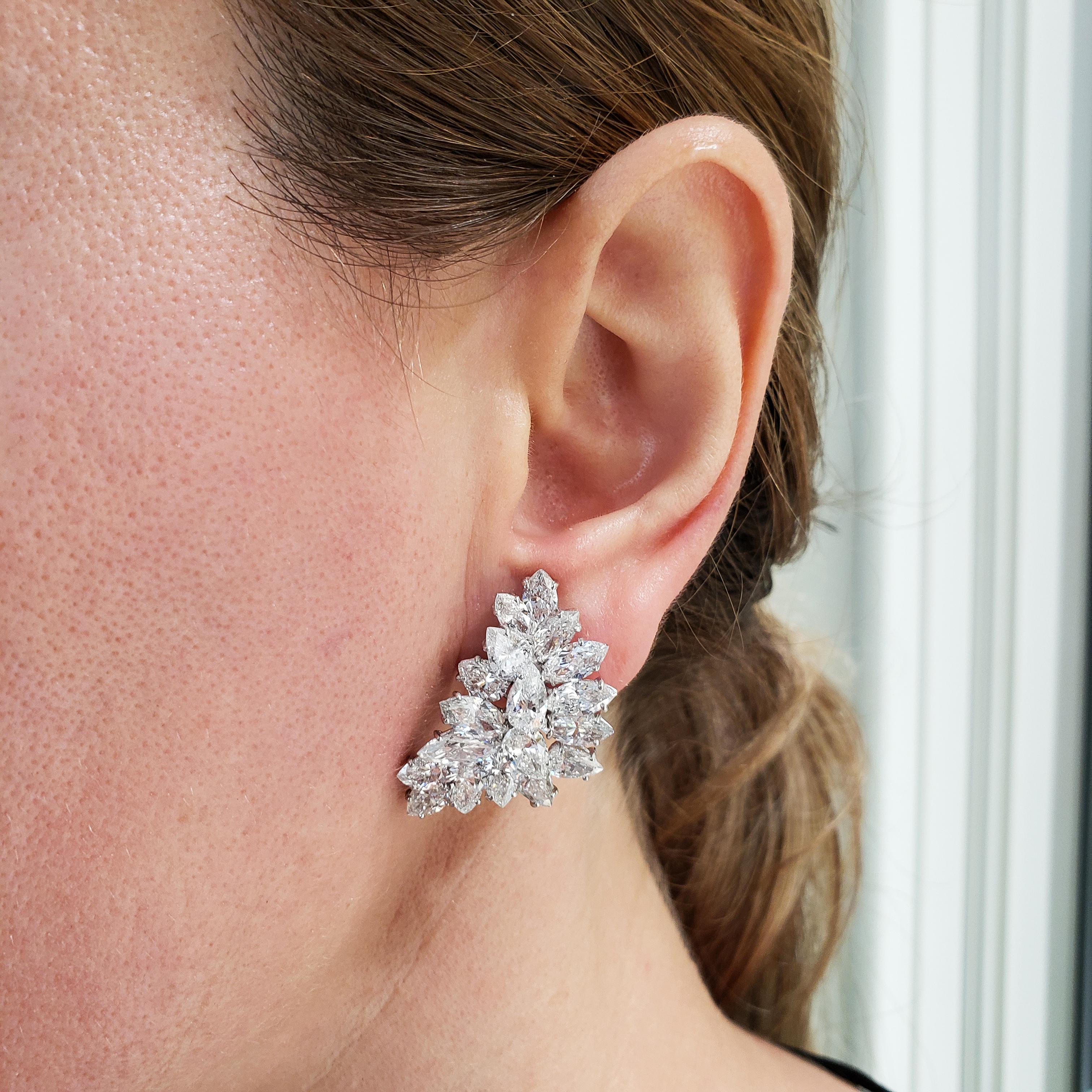 15,35 Karat Fancy Shape Diamant Cluster Clip-On Ohrringe im Angebot 1