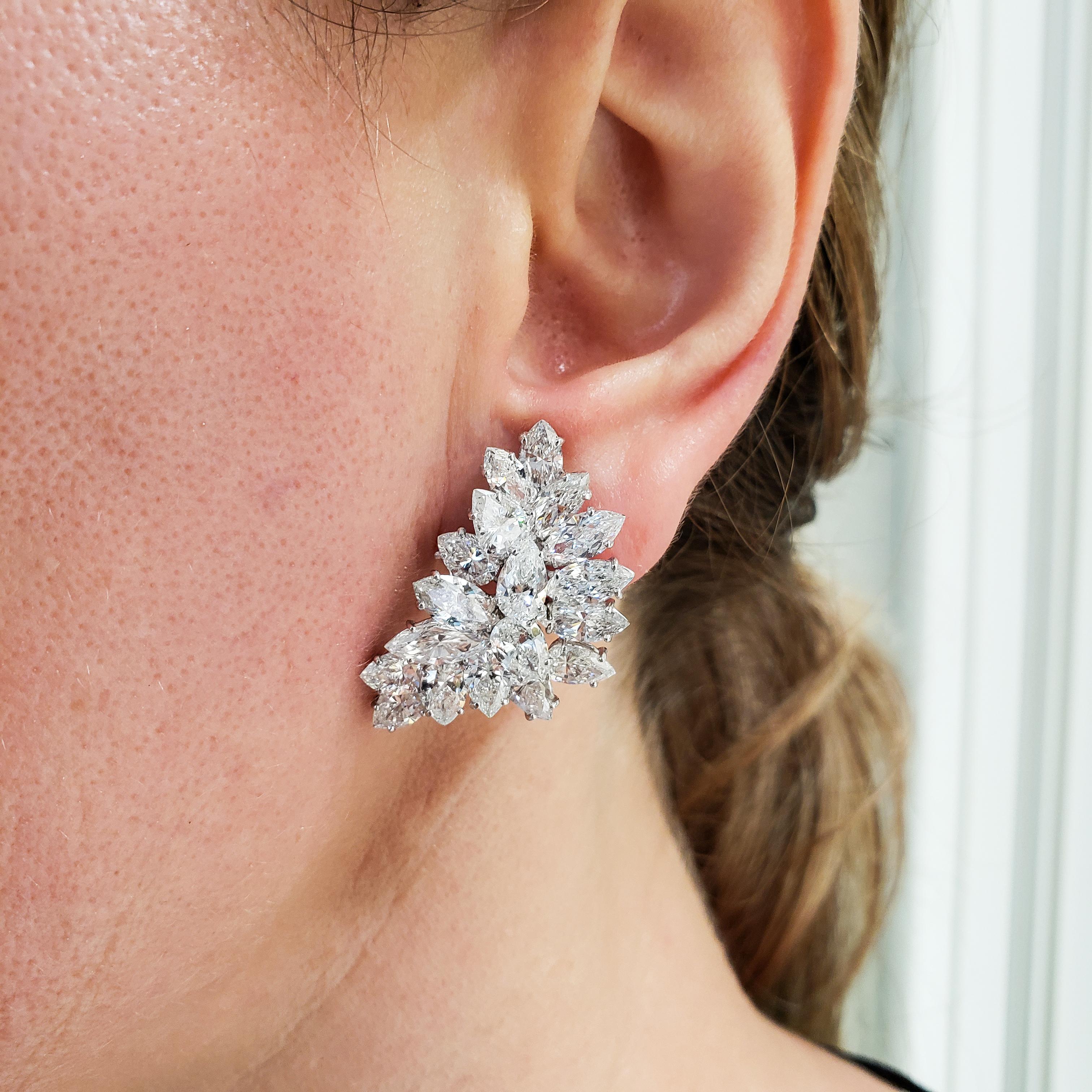15,35 Karat Fancy Shape Diamant Cluster Clip-On Ohrringe im Angebot 2