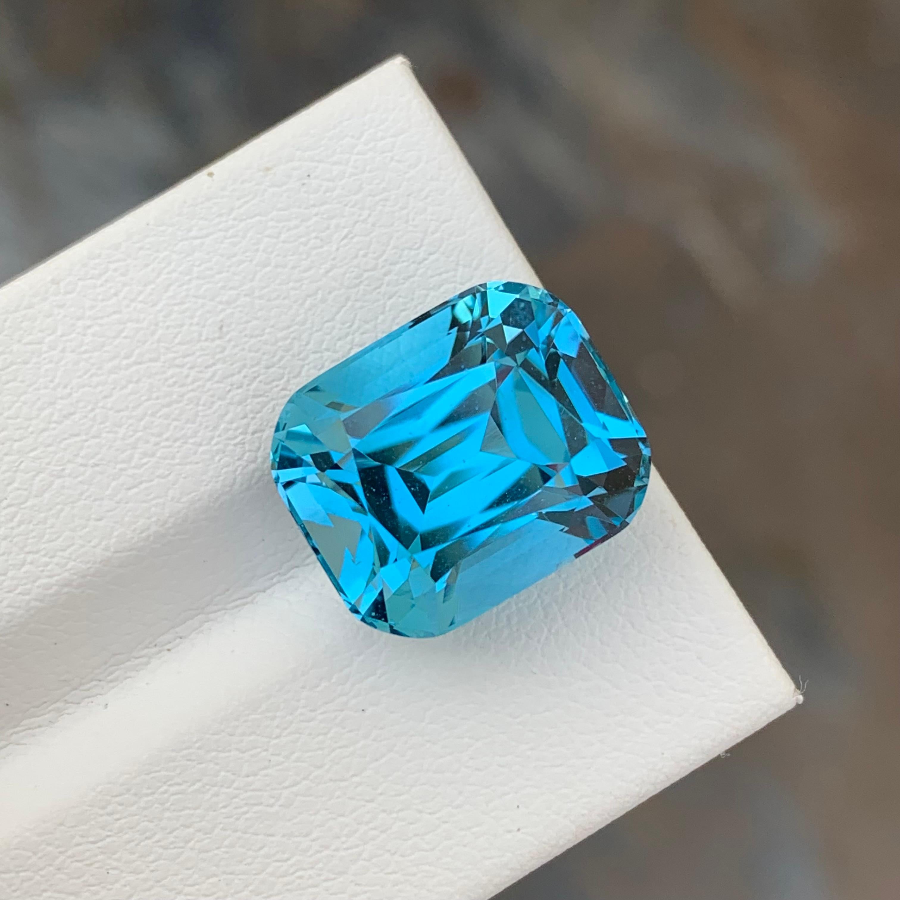 Arts and Crafts 15.35 Carat Gorgeous Loose Blue Topaz Cushion Shape Gem From Brazil Mine For Sale