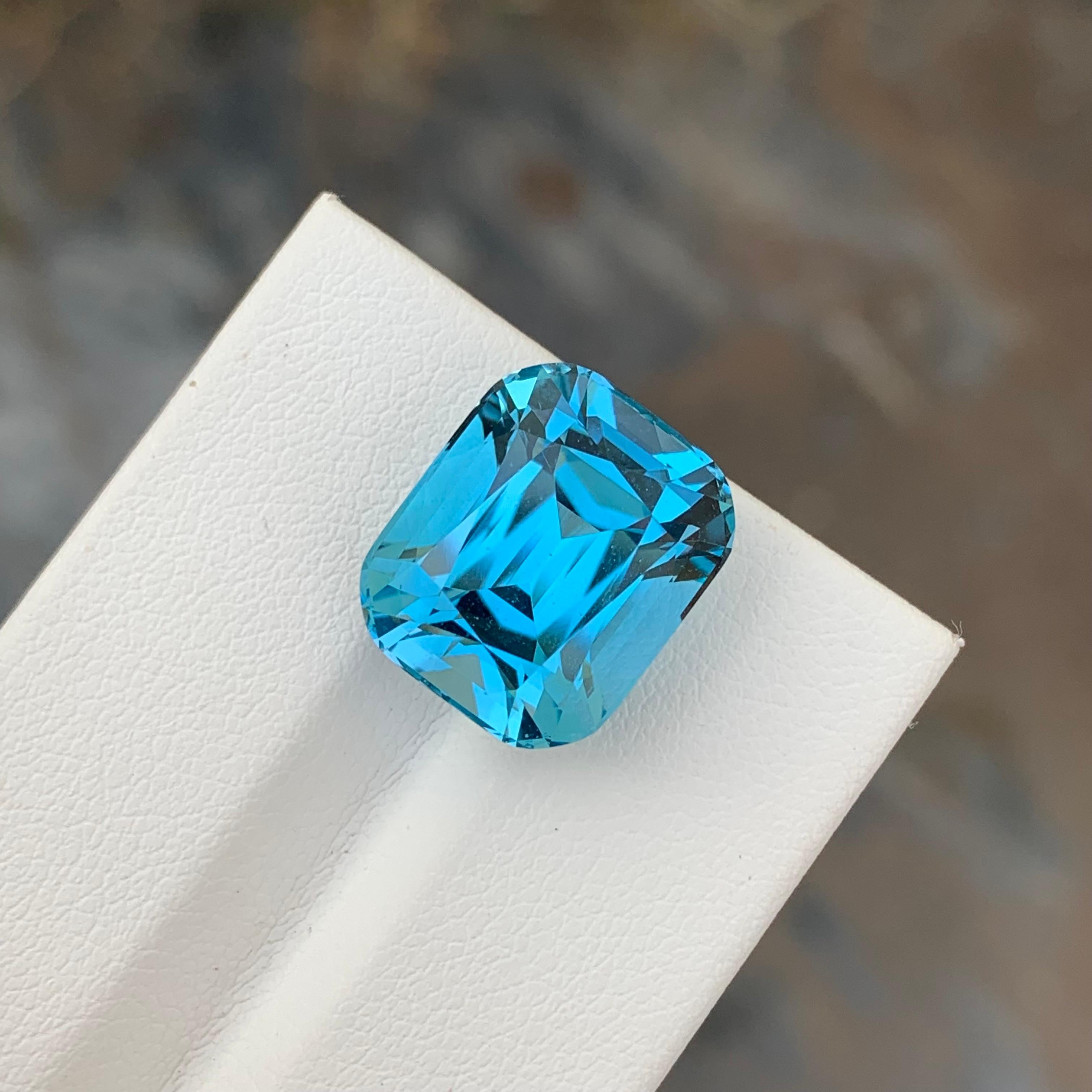 15.35 Carat Gorgeous Loose Blue Topaz Cushion Shape Gem From Brazil Mine For Sale 1