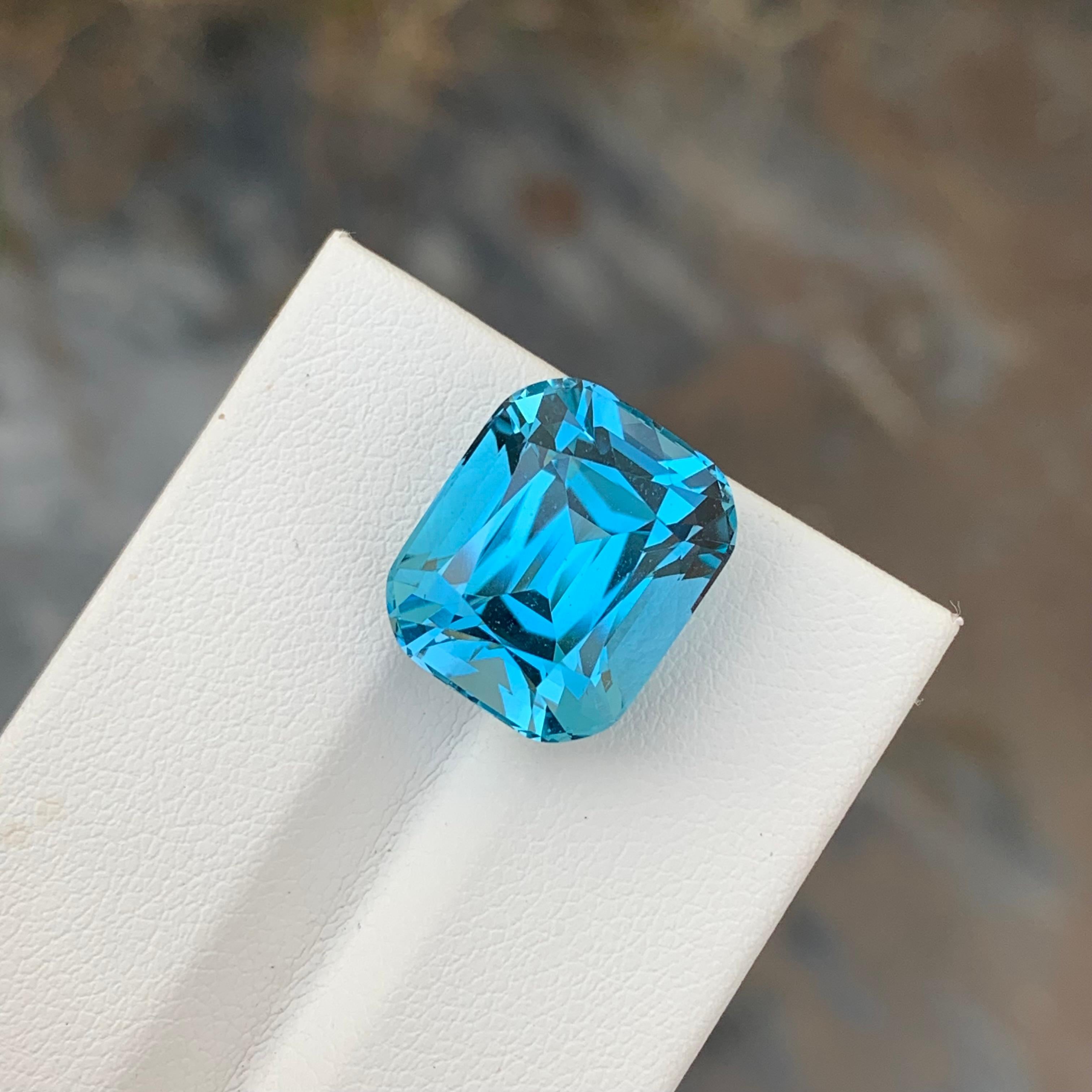 15.35 Carat Gorgeous Loose Blue Topaz Cushion Shape Gem From Brazil Mine For Sale 2
