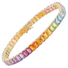 Bracciale A Link d'oro a 15,35 carati con pietre arcobaleno multicolori
