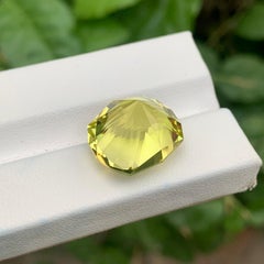 Gemma a forma di poligono di quarzo verde d'oro naturale sfuso da 15,35 carati