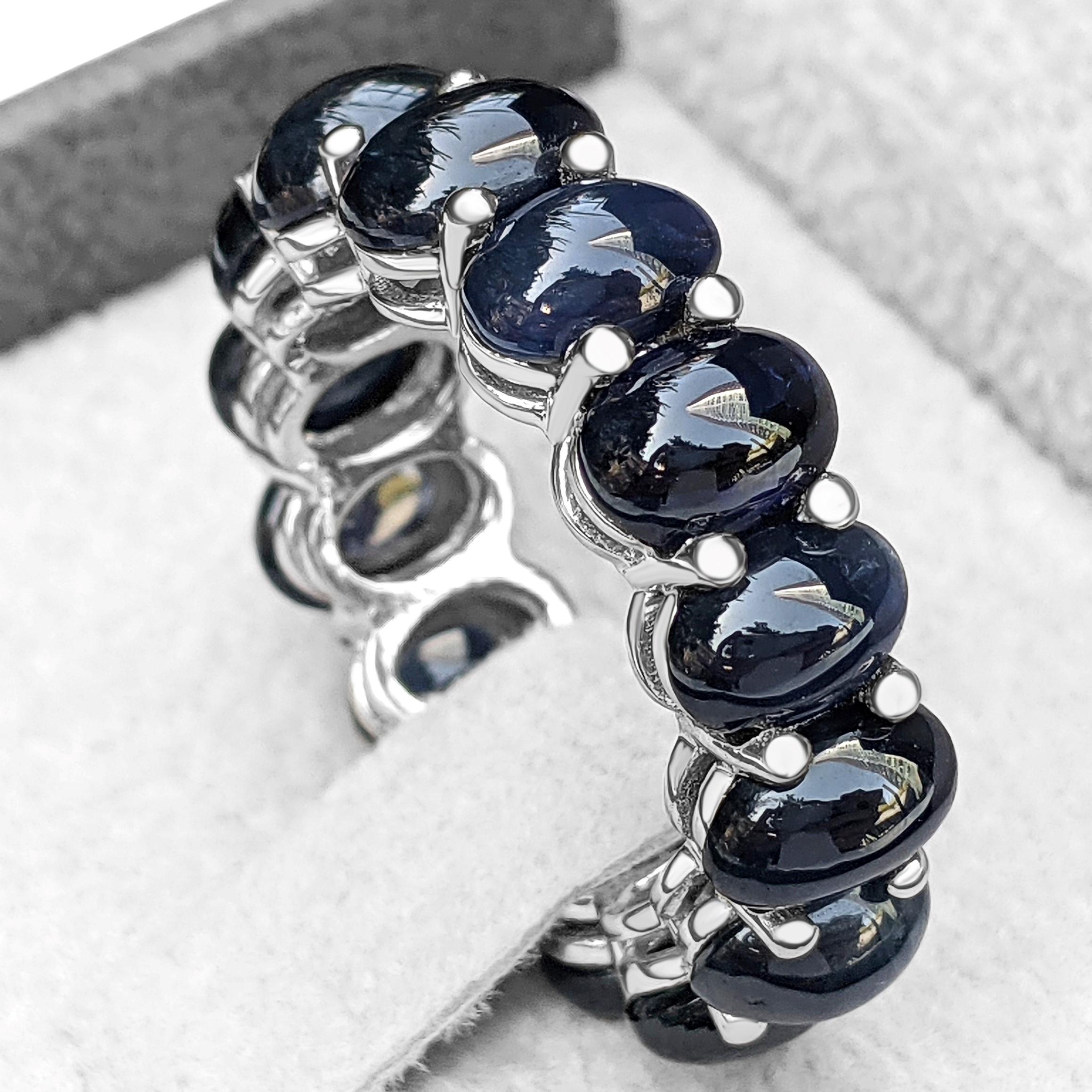 Art Deco $1 NO RESERVE! - 15.35 Carat Natural Sapphire Eternity Band, 14K White Gold Ring