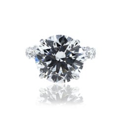 15.35 Carat Round Brilliant Diamond Ring Brilliant White 18K White Gold