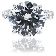 15.35 Carat Round Brilliant Diamond Ring Brilliant White 18K White Gold