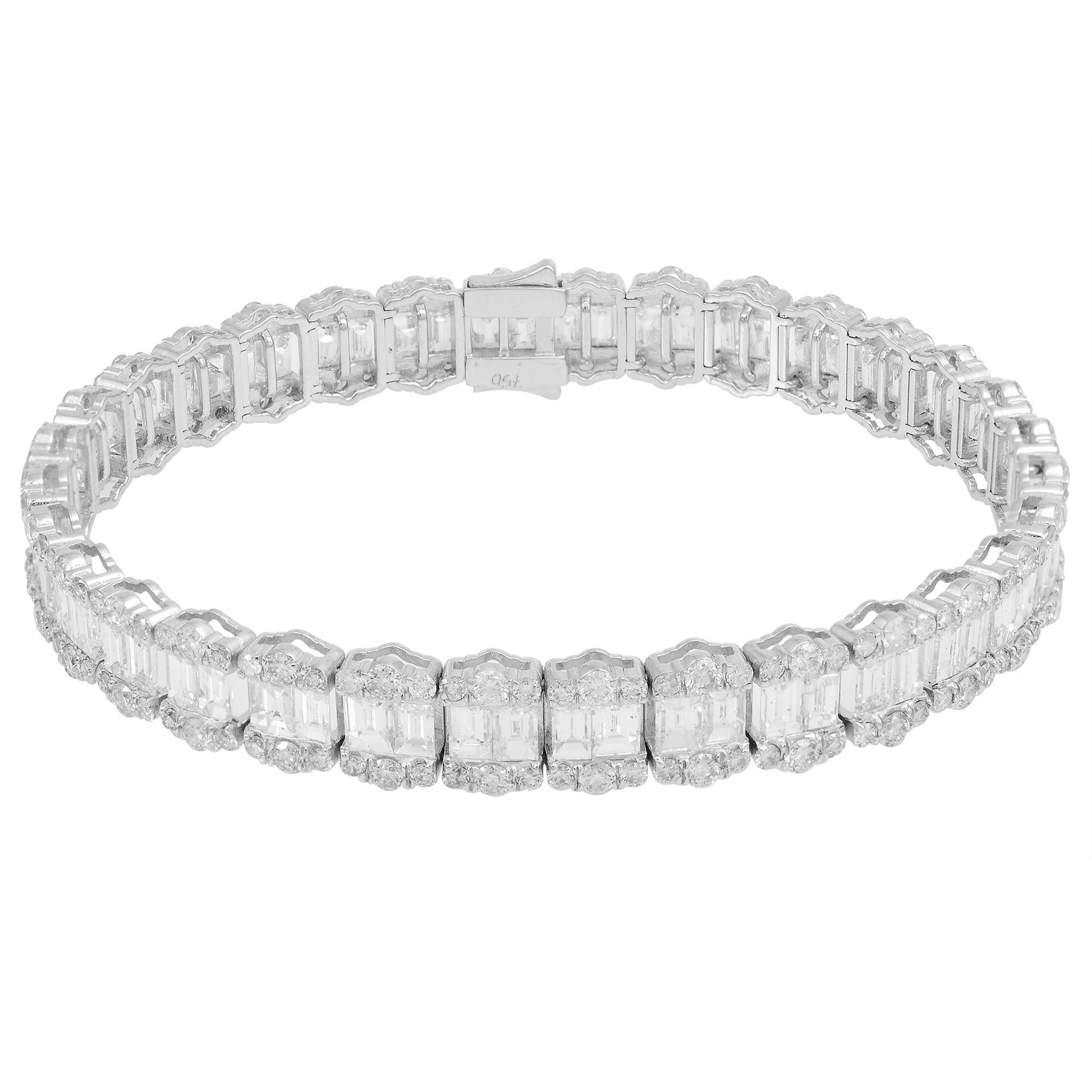 Moderne Bracelet jonc en or blanc 18 carats avec diamants baguettes SI/HI de 15,35 carats en vente