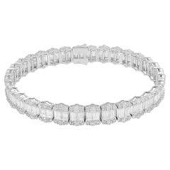 15.35 Carat SI/HI Baguette Diamond Bangle Bracelet 18 Karat White Gold Jewelry