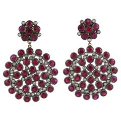 15.35 ct Ruby Dangle Earrings With Diamonds Made In 14K Gold & Silver