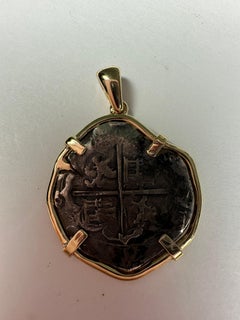 1535 silver coin in 14KT gold pendant setting RARE find!
