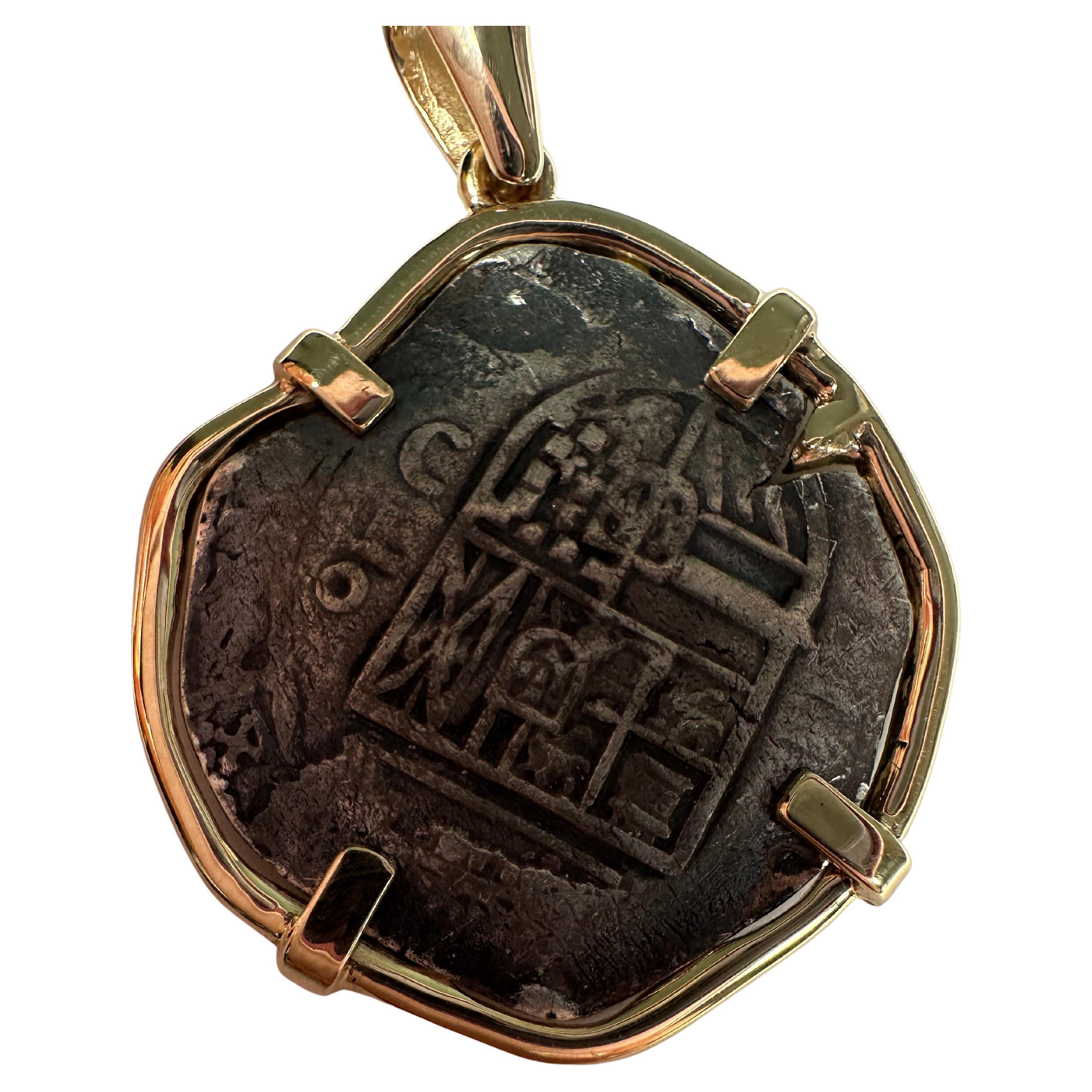1535 silver coin in 14KT gold pendant setting RARE find!