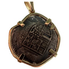 1535 silver coin in 14KT gold pendant setting RARE find!