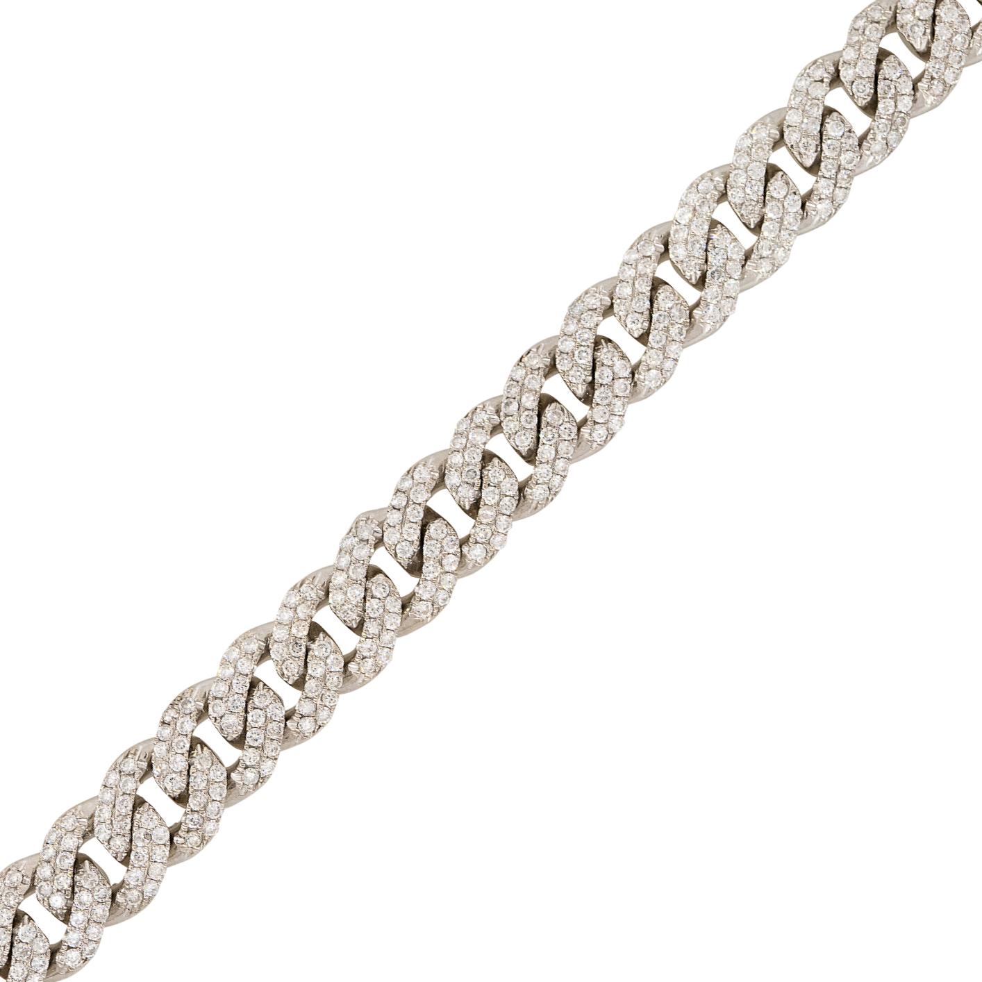 15.37 Carat Pave Diamond Cuban Link Chain Necklace 14 Karat In Stock In Excellent Condition For Sale In Boca Raton, FL
