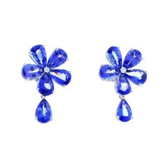 15.37 Carat Total Pear Shape Tanzanite and Diamond Earrings in 18 Karat Gold