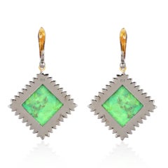 15.37 Carat Turquoise Diamond Earrings