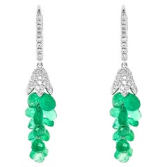 15.37 Carats Emerald and White Diamond White Gold Earrings