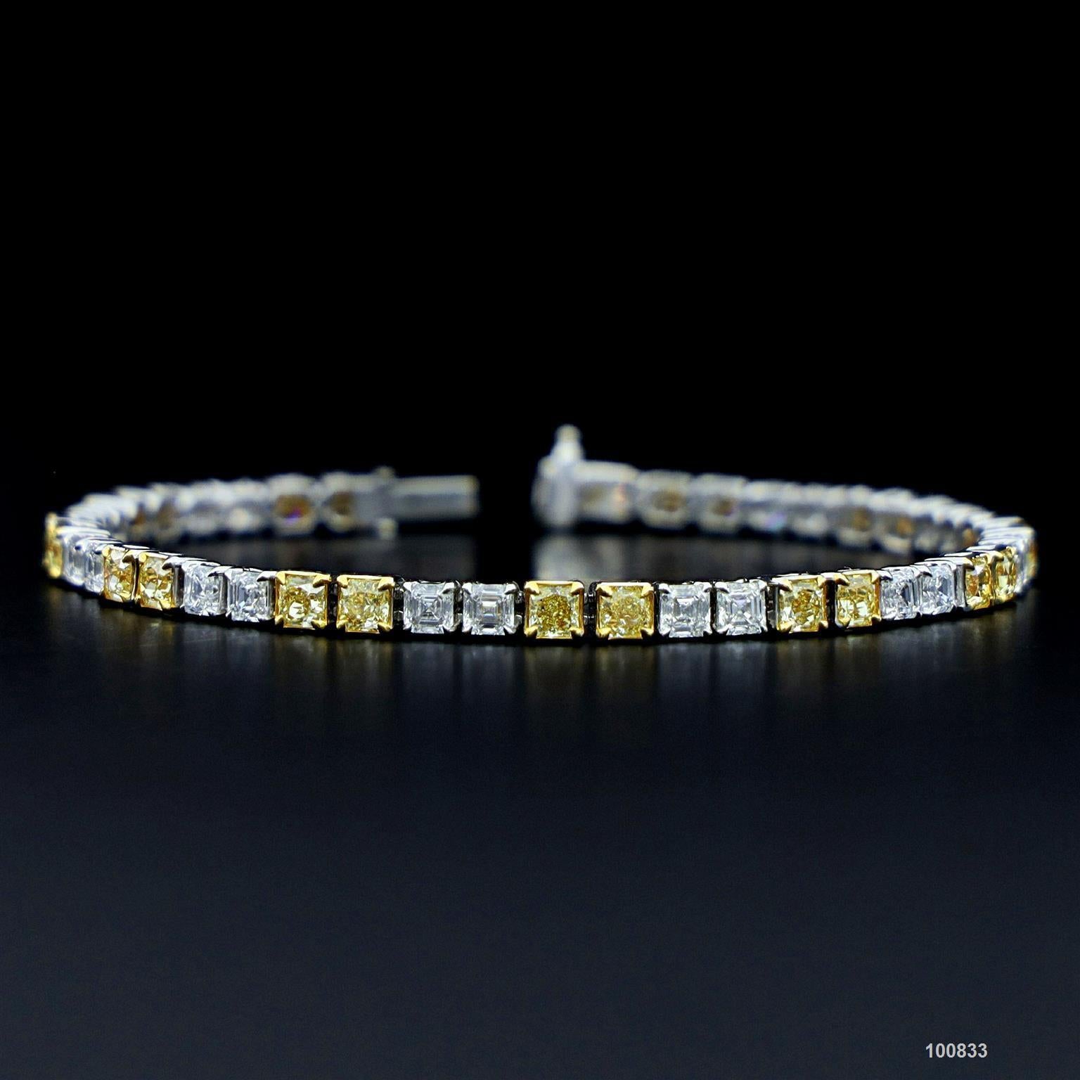 Bracelet en diamants jaunes et blancs en forme de cœur de 15,375 carats D-F VVS-VS en or 18k en vente 6