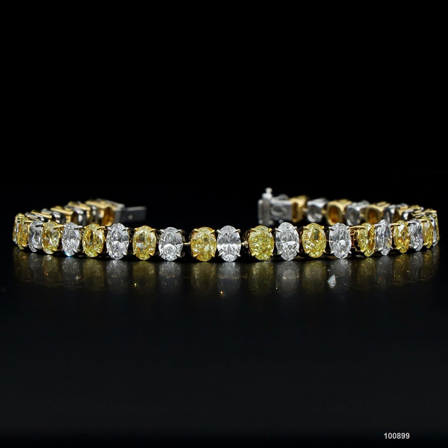 Bracelet en diamants jaunes et blancs en forme de cœur de 15,375 carats D-F VVS-VS en or 18k en vente 7