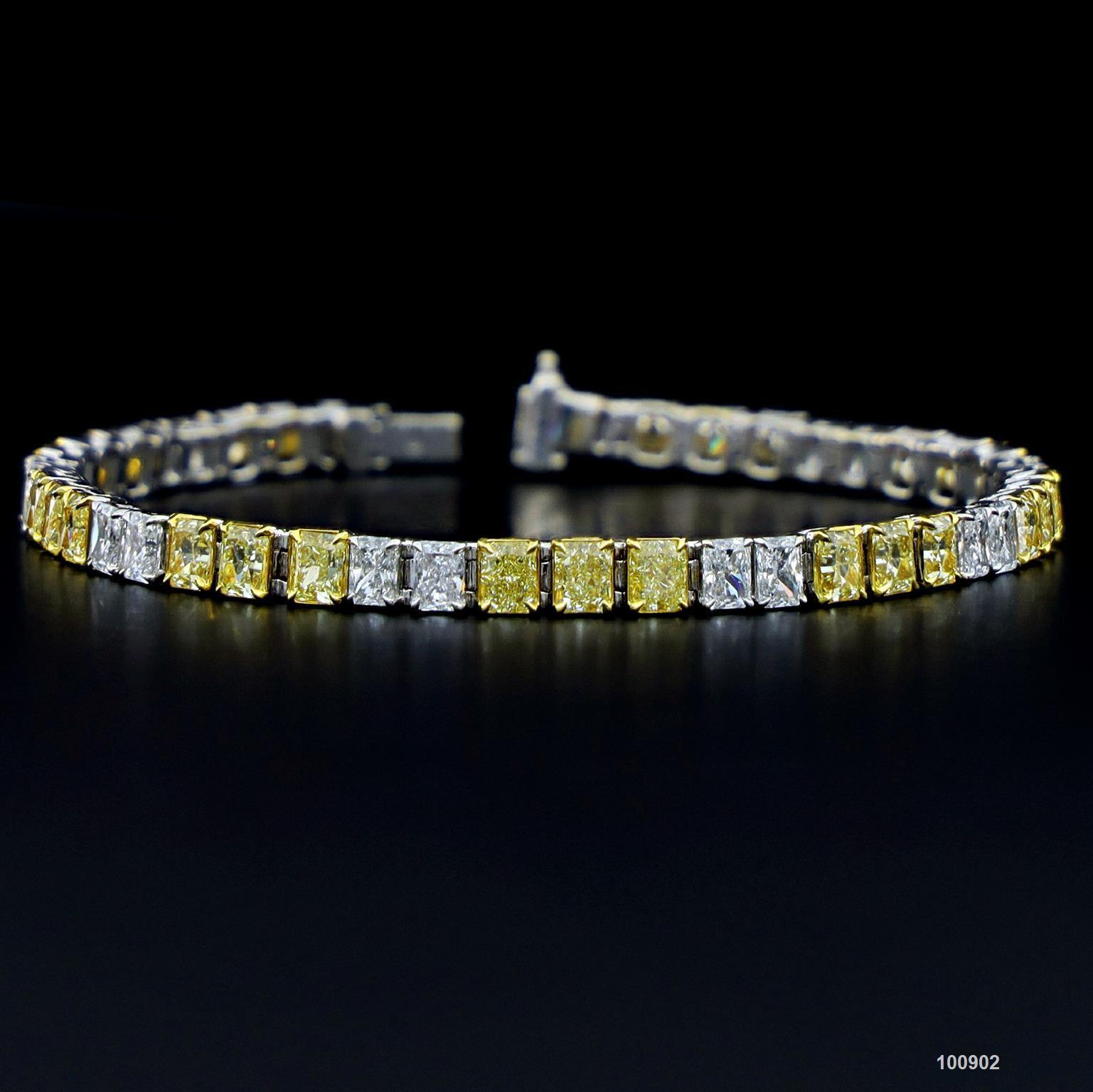 Bracelet en diamants jaunes et blancs en forme de cœur de 15,375 carats D-F VVS-VS en or 18k en vente 8