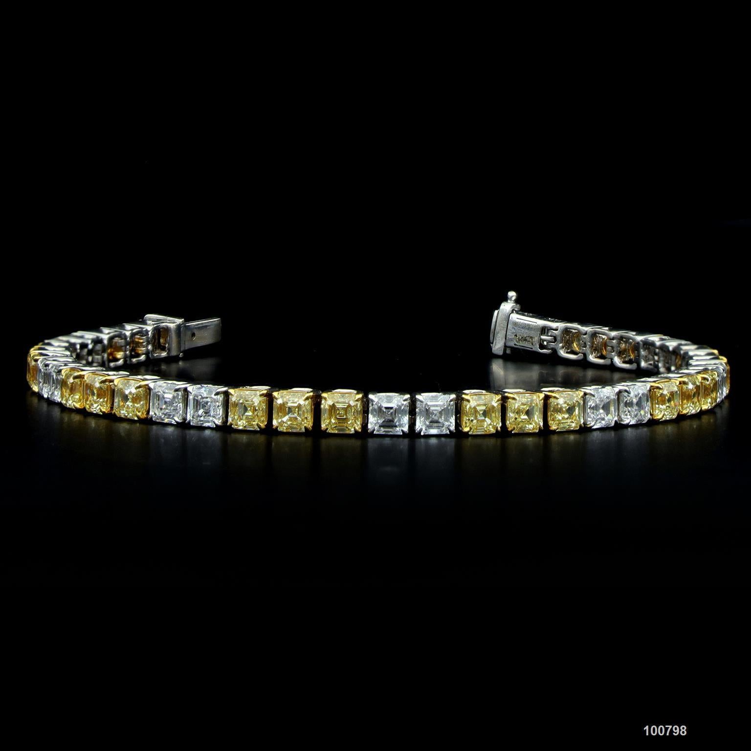 Bracelet en diamants jaunes et blancs en forme de cœur de 15,375 carats D-F VVS-VS en or 18k en vente 9