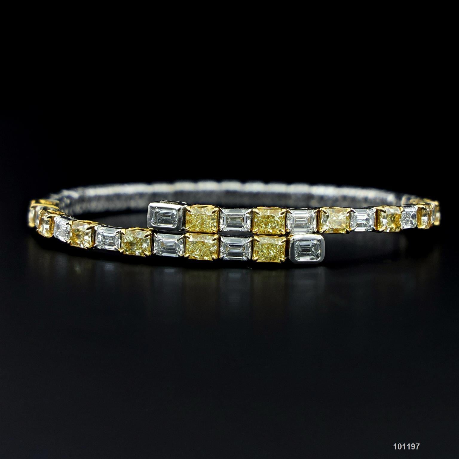 Bracelet en diamants jaunes et blancs en forme de cœur de 15,375 carats D-F VVS-VS en or 18k en vente 10