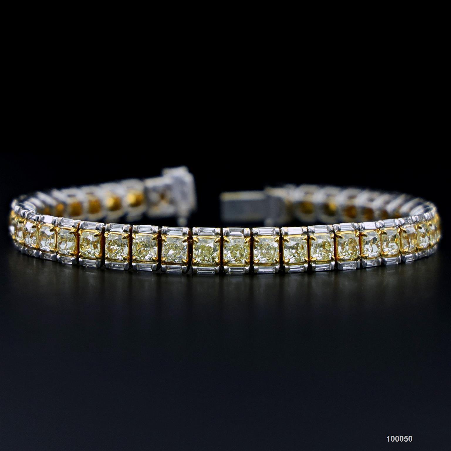 Bracelet en diamants jaunes et blancs en forme de cœur de 15,375 carats D-F VVS-VS en or 18k en vente 5