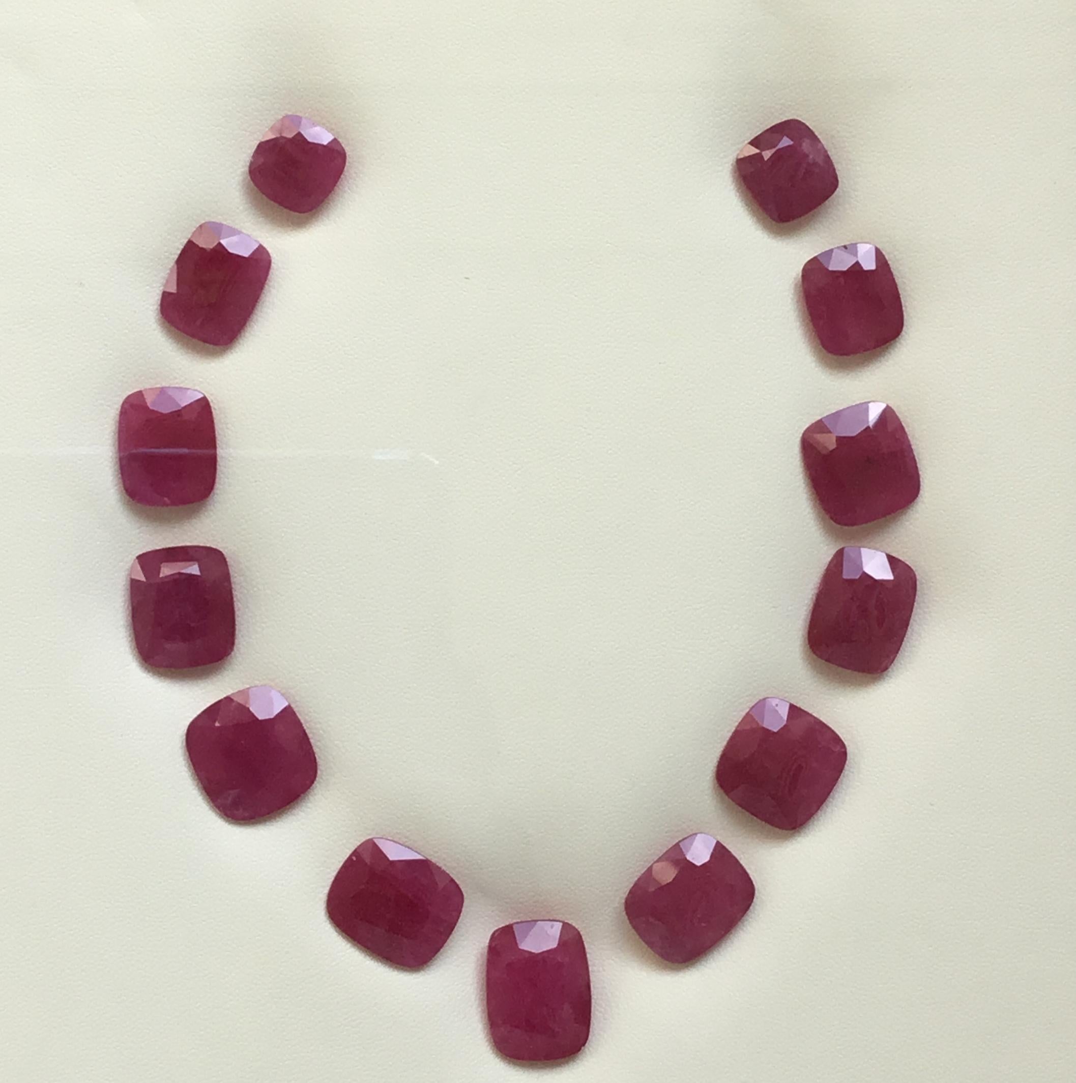 Art Deco 153.79 Carats Ruby Mozambique Cushion Faceted Cutstone Layout Heated Natural Gem For Sale
