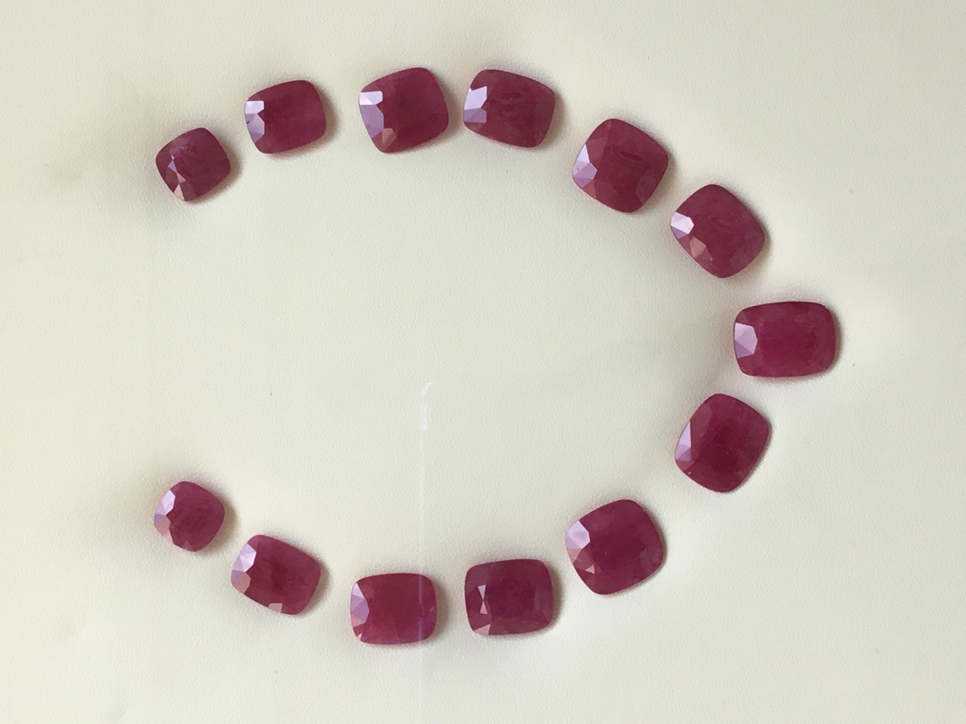 Cushion Cut 153.79 Carats Ruby Mozambique Cushion Faceted Cutstone Layout Heated Natural Gem For Sale
