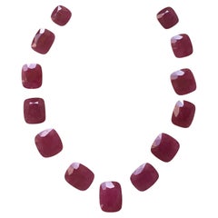 153.79 Carats Ruby Mozambique Cushion Faceted Cutstone Layout Heated Natural Gem