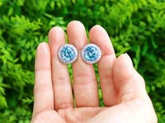 15.38 Carat High Zircon 1.10 Carat Diamond 14k White Gold Earrings Circa 1940