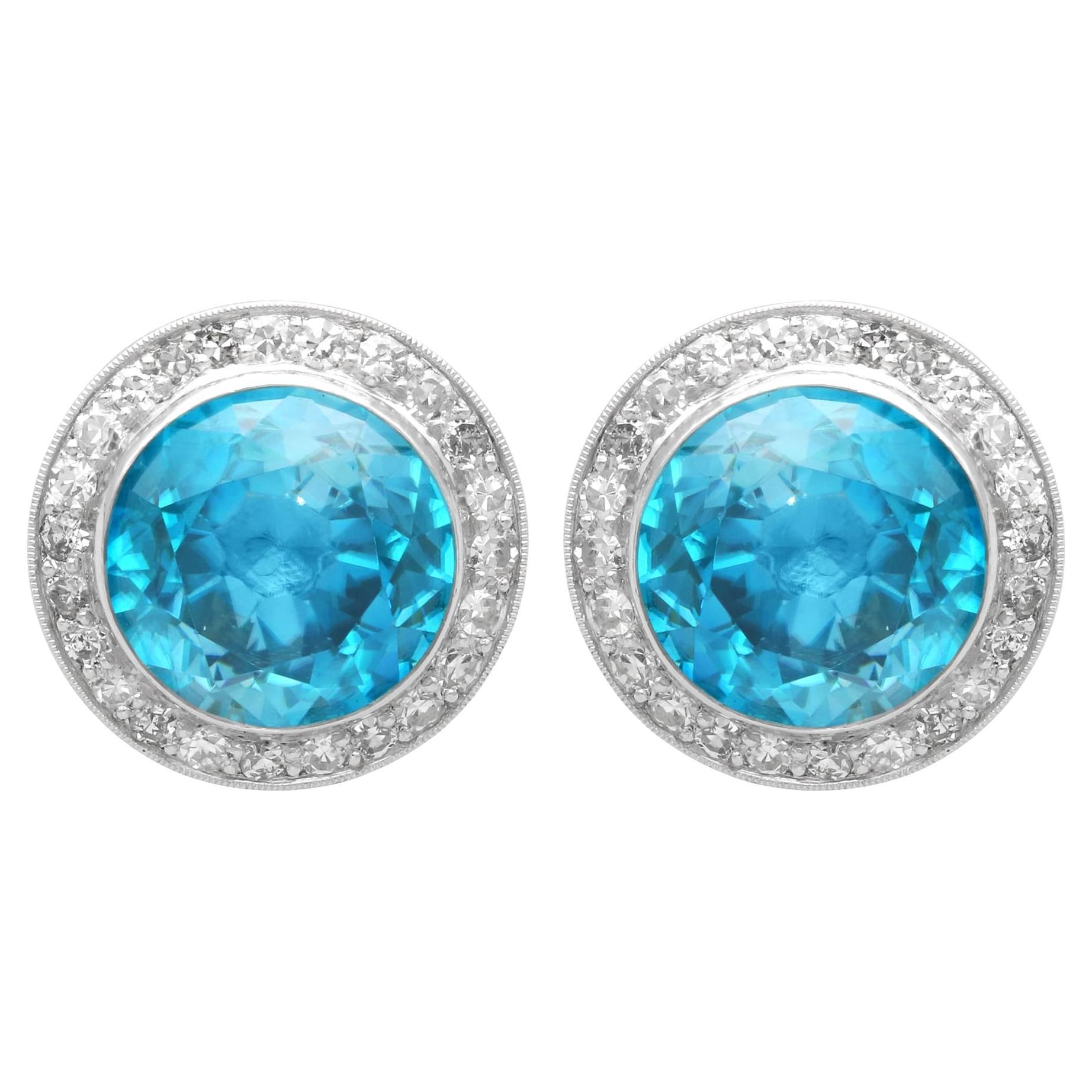 15.38 Carat High Zircon 1.10 Carat Diamond 14k White Gold Earrings Circa 1940 For Sale
