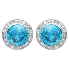 15.38 Carat High Zircon 1.10 Carat Diamond 14k White Gold Earrings Circa 1940