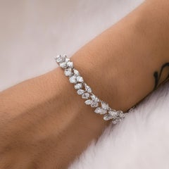 15.38 Carat SI/H Multi Shape Diamond Bracelet 14 Karat White Gold Jewelry