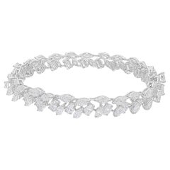15.38 Carat SI/H Multi Shape Diamond Bracelet 14 Karat White Gold Jewelry