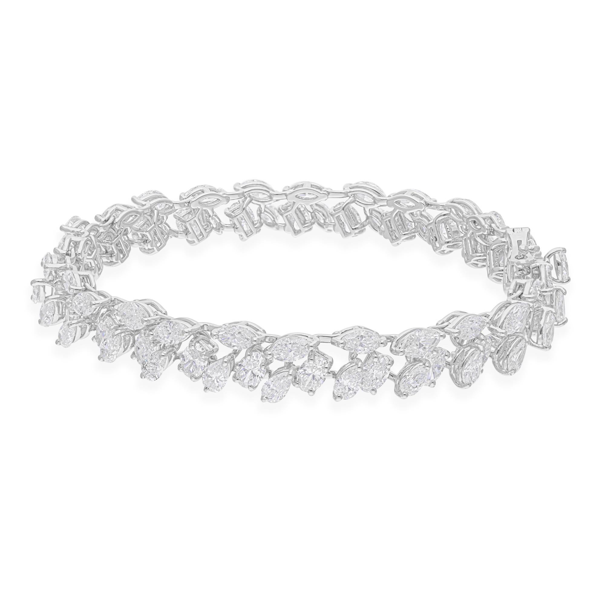 Moderno Bracciale con diamanti a forma multipla da 15,38 carati SI/H Gioielli in oro bianco 18 carati in vendita
