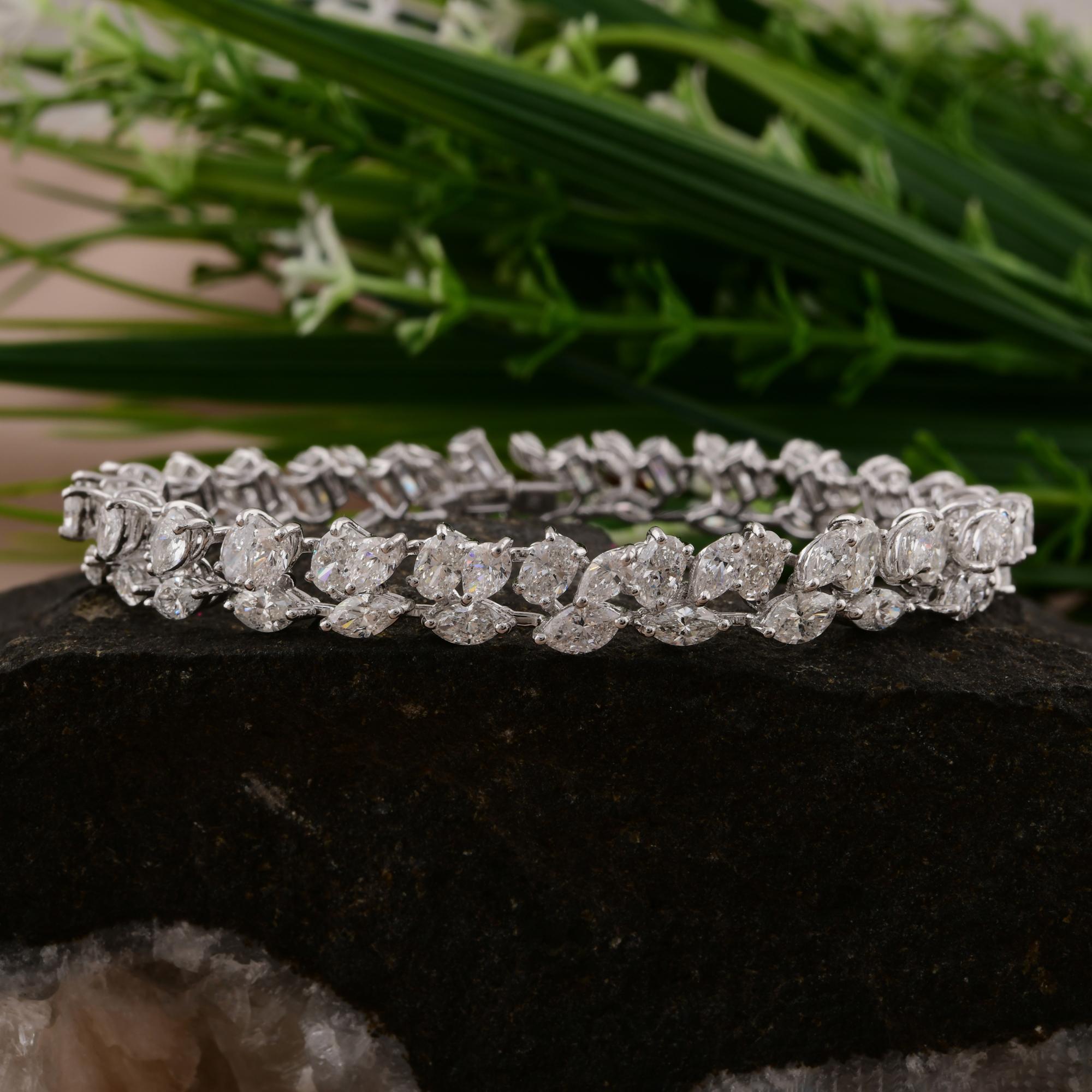 Pulsera de diamantes multiforma SI/H de 15,38 quilates Joyas de oro blanco de 18 quilates Moderno en venta