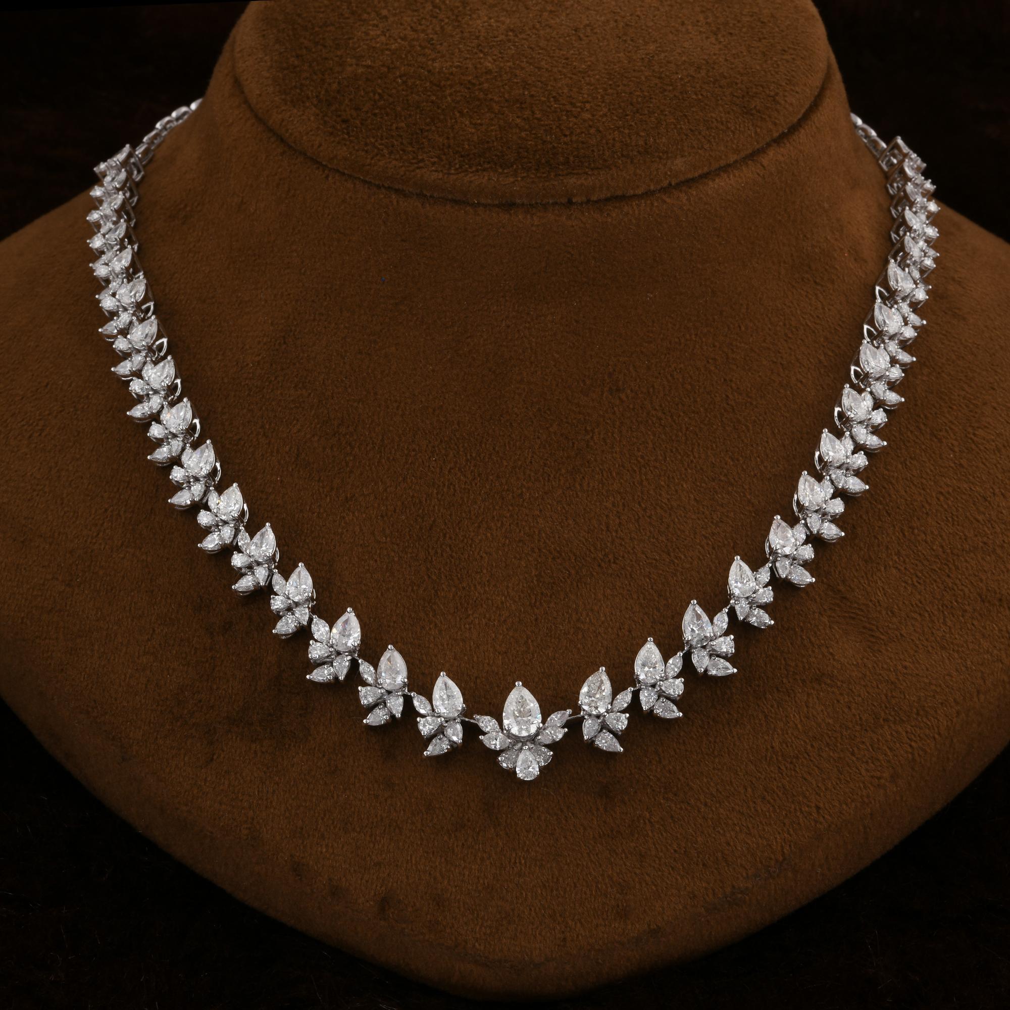 Pear Cut 15.39 Ct SI Clarity HI Color Pear Diamond Necklace 10 Karat White Gold Jewelry For Sale