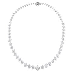 15.39 Ct SI Clarity HI Color Pear Diamond Necklace 10 Karat White Gold Jewelry