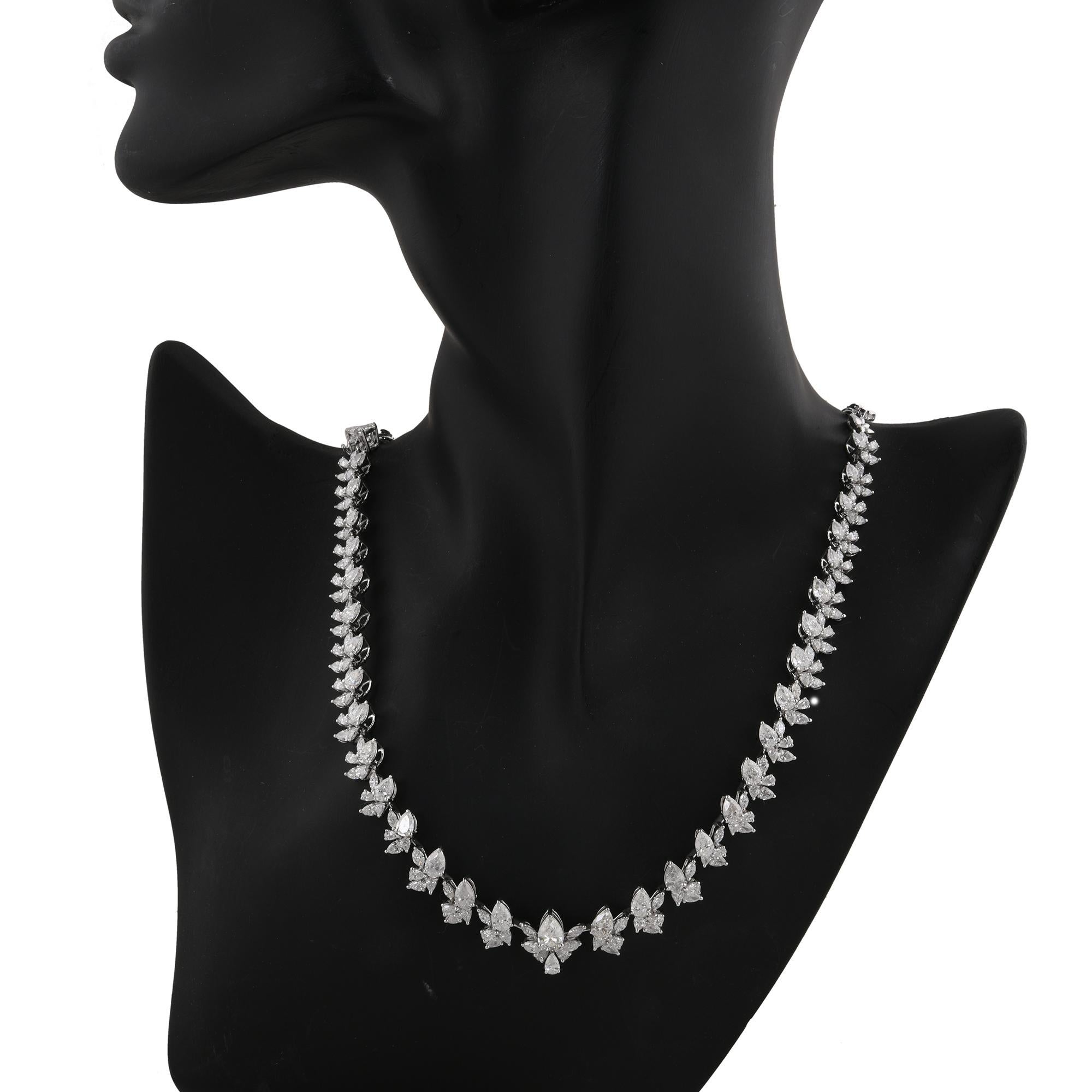 Modern 15.39 Ct SI Clarity HI Color Pear Diamond Necklace 18 Karat White Gold Jewelry For Sale